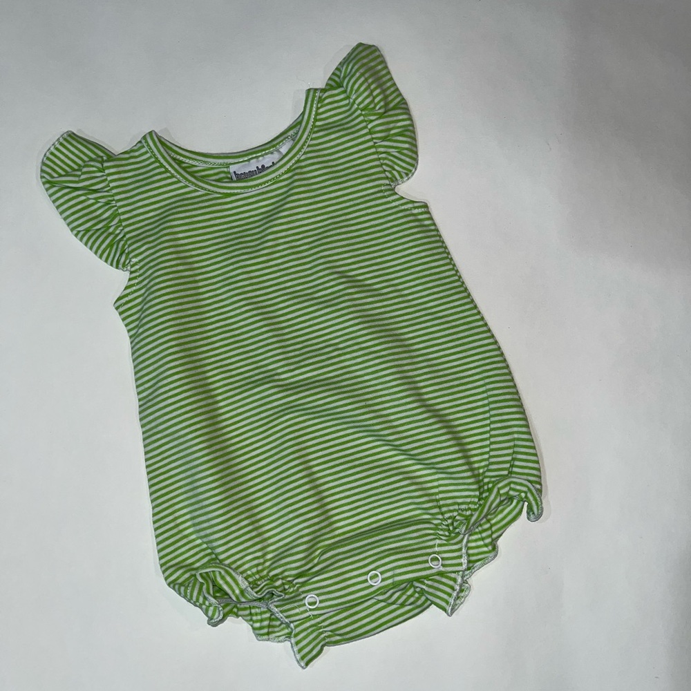 Green stripe girls cotton bubble 3m